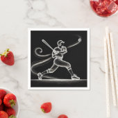 Neon Baseball Player Swinging a Bat Serviette (Beispiel)
