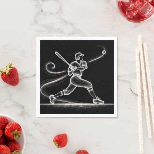 Neon Baseball Player Swinging a Bat Serviette (Beispiel)
