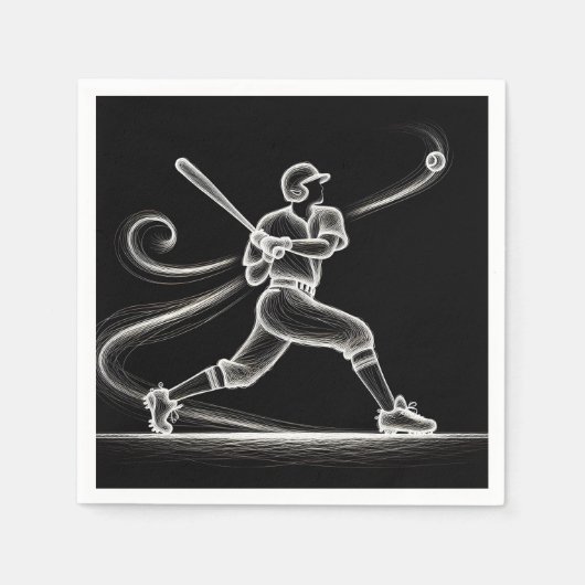 Neon Baseball Player Swinging a Bat Serviette (Vorderseite)