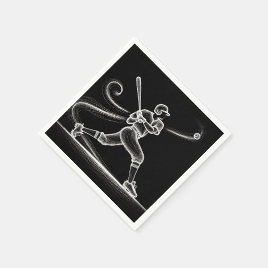 Neon Baseball Player Swinging a Bat Serviette (Ecke)