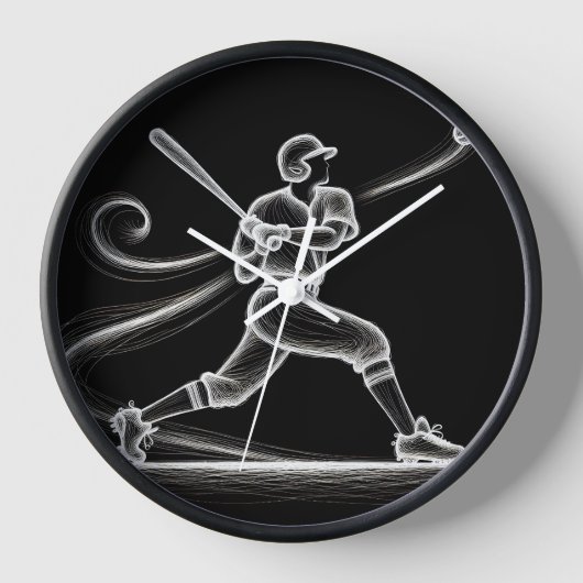 Neon Baseball Player Uhr (Vorderseite)