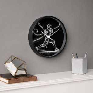 Neon-Baseballspieler Uhr