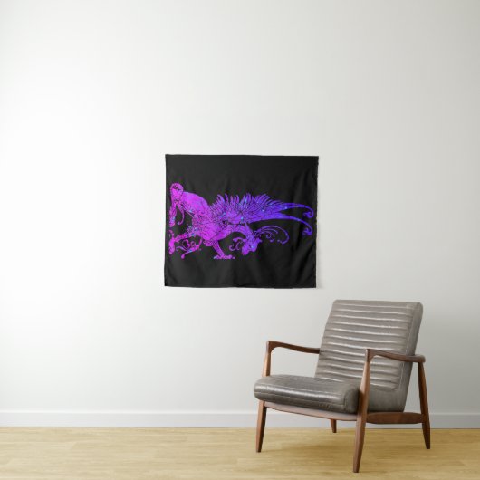 Neon Basilisk Monster Symbol Dragon Antike Bestie Wandteppich (Beispiel (Horizontal))