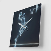 Neon Basketball Player mit leichten Wegen Quadratische Wanduhr (Winkel)
