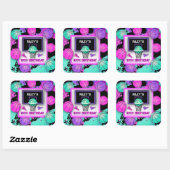 Neon Basketball Sneakers & Paint Spritzer Geburtst Quadratischer Aufkleber (Blatt)