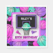 Neon Basketball Sneakers & Paint Spritzer Geburtst Serviette (Vorderseite)