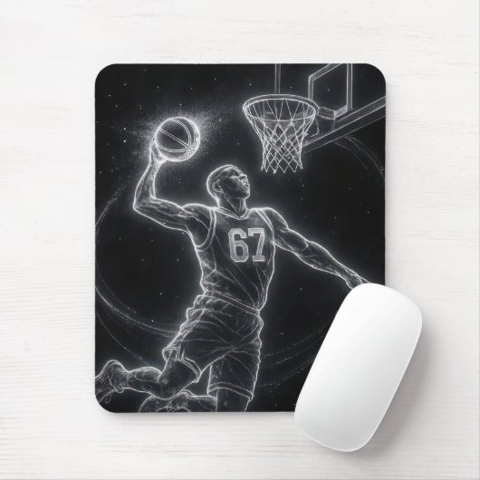 Neon-Basketballspieler Nummer 67 Mousepad (Mit Mouse)