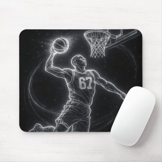 Neon-Basketballspieler Nummer 67 Mousepad (Mit Mouse)