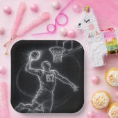 Neon-Basketballspieler Nummer 67 Pappteller (Party)