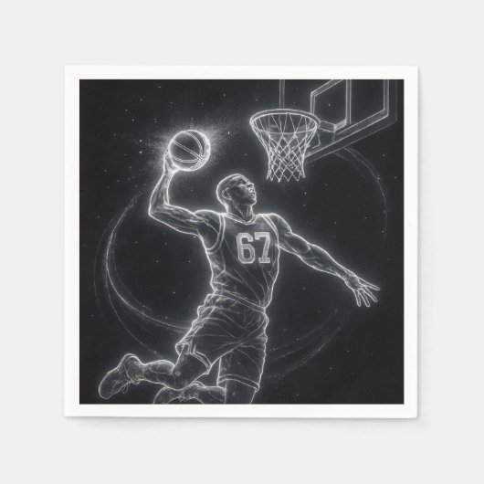 Neon-Basketballspieler Nummer 67 Serviette (Vorderseite)