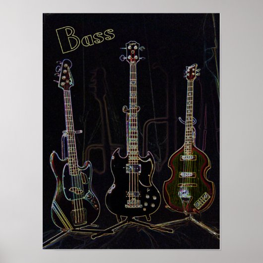Neon Bass Print Poster (Vorne)