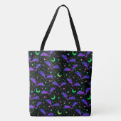 Neon Bats, Stars und Monde Halloween Totbeutel Tasche (Vorderseite)