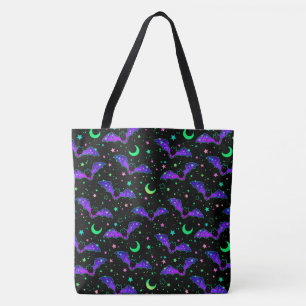 Neon Bats, Stars und Monde Halloween Totbeutel Tasche