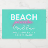 Neon Beach Bitte Aquamarin, wirst du meine Bridesm Schaumweinetikett (Einzelnes Label)