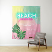 Neon Beach Bitte Bachelorette Pink Gradient Palm Wandteppich (Beispiel)