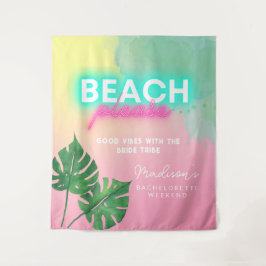 Neon Beach Bitte Bachelorette Pink Gradient Palm Wandteppich