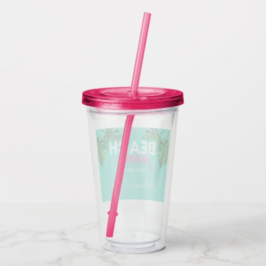 Neon Beach Bitte Junggeselinnen-Abschied Personali Acryltrinkbecher (Rückseite)