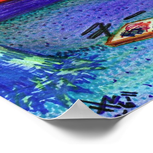 "Neon Beach" Psychedelic 11x13 Wall Poster (Ecke)