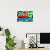 "Neon Beach" Psychedelic 11x13 Wall Poster (Heimbüro)