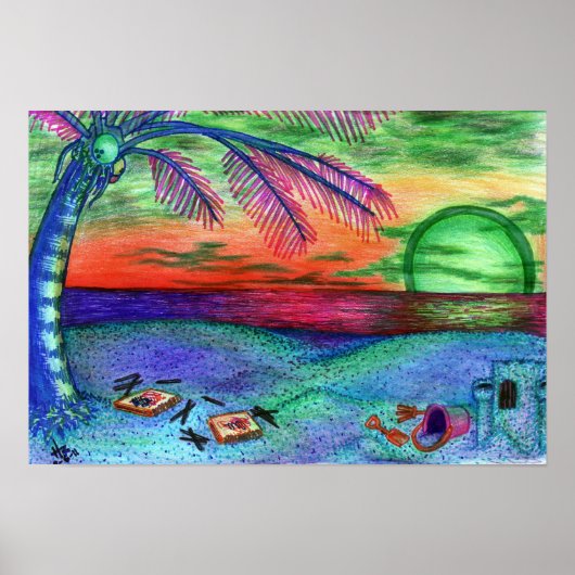 "Neon Beach" Psychedelic 11x13 Wall Poster (Vorne)