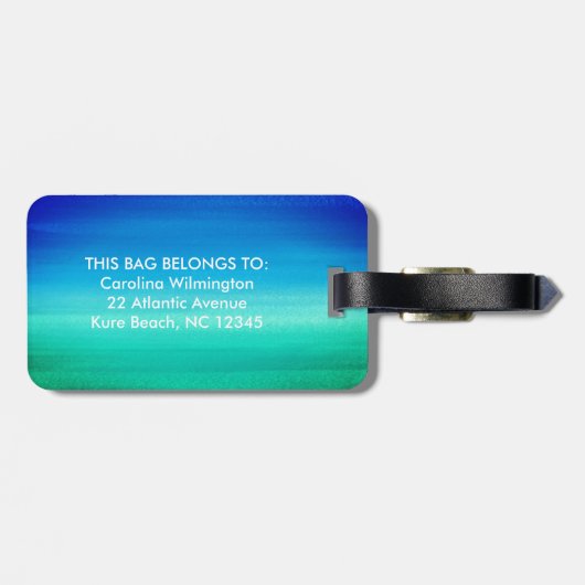 Neon Beachy Blue Green Gepäckanhänger (Rückseite horizontal)