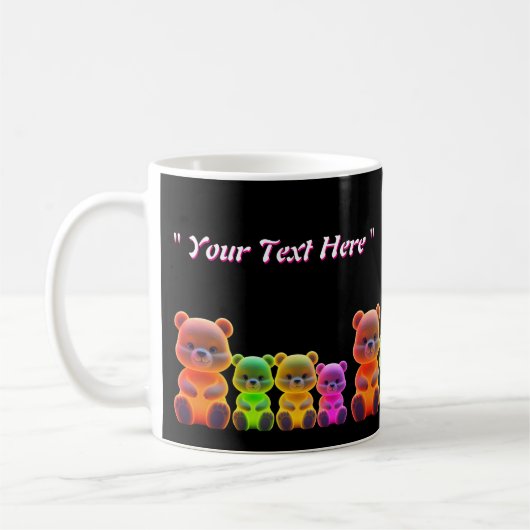 Neon Bear Family Digitale Kunst Kaffeetasse (Links)