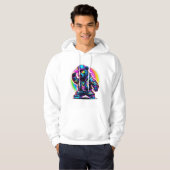 Neon Bear Glow: Lebhafte Retro Streetwear Hoodie (Vorne ganz)