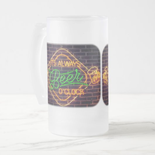 Neon Beer Sign Mattierter Bier Tasse Cup (Vorderseite Links)