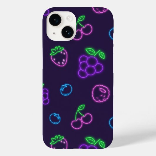 Neon-Beeren-Muster iPhone 14 Hülle (Rückseite)