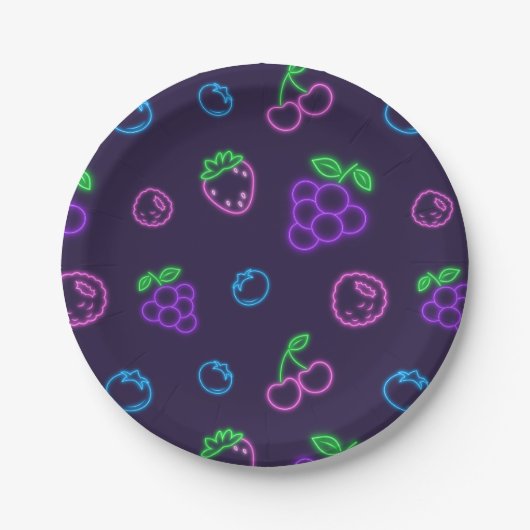 Neon-Beeren-Muster-Papierteller Pappteller (Vorderseite)