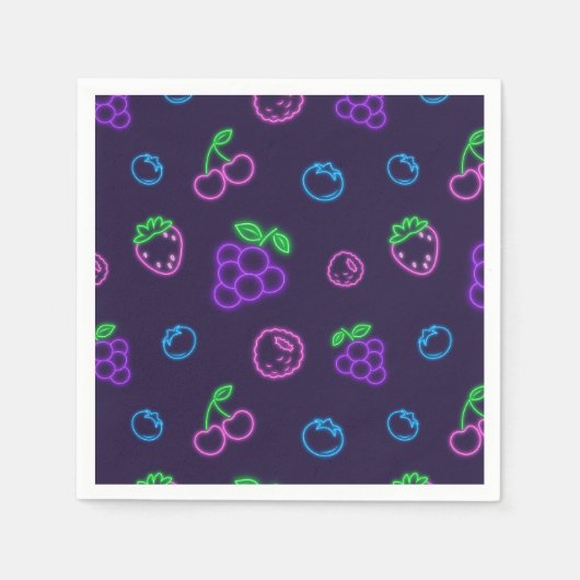 Neon-Beerenmuster-Papierhandtücher Serviette (Vorderseite)
