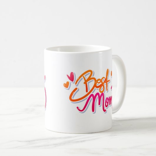 Neon Best Mama Graffiti Text mit Herz Kaffeetasse (VorderseiteRechts)