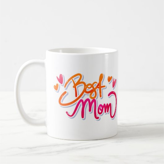 Neon Best Mama Graffiti Text mit Herz Kaffeetasse (Links)