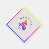 Neon Bicycle Rider Happy Birthday Napkin Serviette (Ecke)