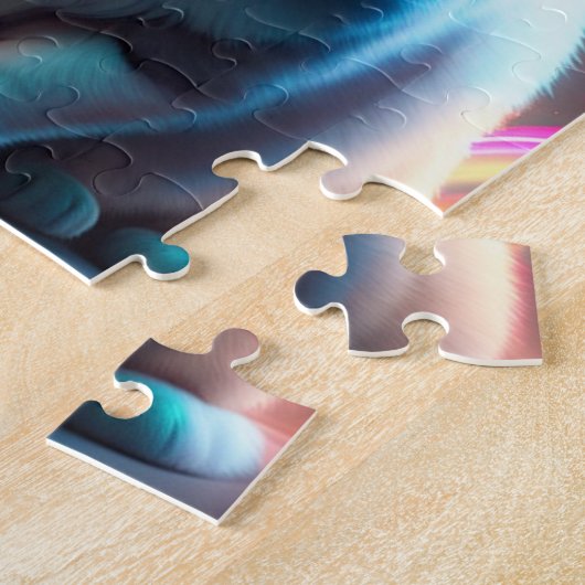 Neon Big Cat mit Regenbogenfarben, farbenfrohe Kat Puzzle (Seite)