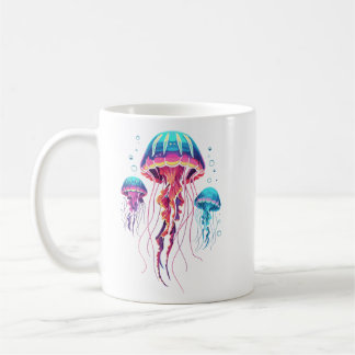 Neon Biolumineszentes Quallen Trio Ästhetik Kaffeetasse