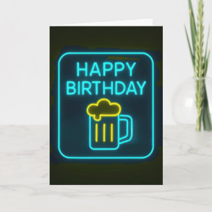 Neon Birthday Beer Sign Karte