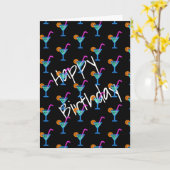 Neon Birthday Cocktails auf schwarz Karte (Gelbe Blume)