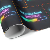 Neon Birthday Computer Downloading Bar Geschenkpapier (Rolleneckpunkt)