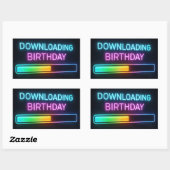 Neon Birthday Computer Downloading Bar Rechteckiger Aufkleber (Blatt)