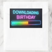 Neon Birthday Computer Downloading Bar Rechteckiger Aufkleber (Tasche)