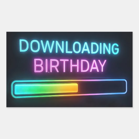 Neon Birthday Computer Downloading Bar Rechteckiger Aufkleber (Vorderseite)