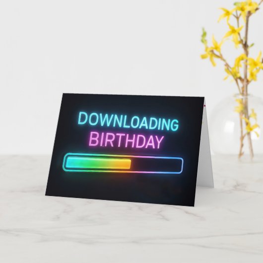 Neon Birthday Computer Loading Bar Karte (Gelbe Blume)