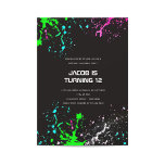 Neon Birthday Paintball Party Einladung<br><div class="desc">Freuen Sie sich auf farbenfrohe,  helle Paintball-Spritzer auf einem dunklen Hintergrund,  die sich perfekt für eine Paintball-Geburtstagsparty eignen.</div>
