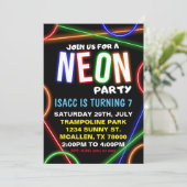 Neon Birthday Party Invitation Einladung (Stehend Vorderseite)