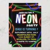Neon Birthday Party Invitation Einladung (Vorne/Hinten)