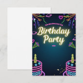 Neon Birthday Party Invitations Customizable Einladung (Vorne/Hinten)