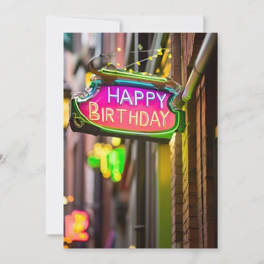 Neon Birthday Sign Geburtstagsparty Einladung (Vorderseite)