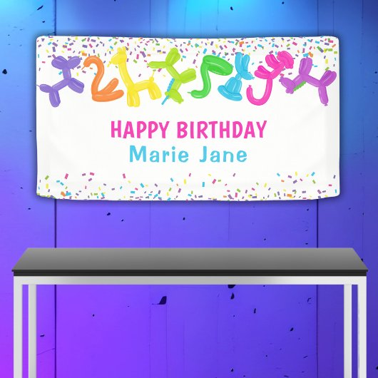 NEON BIRTHDAY TIERALS BALLOONS BANNER