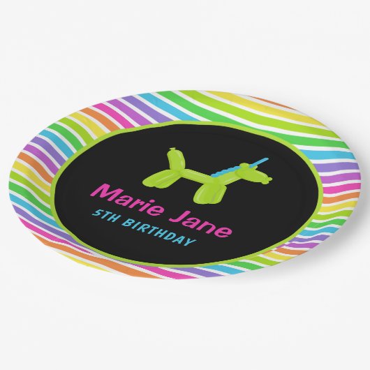 NEON BIRTHDAY TIERALS BALLOONS PAPPTELLER (Schrägansicht)